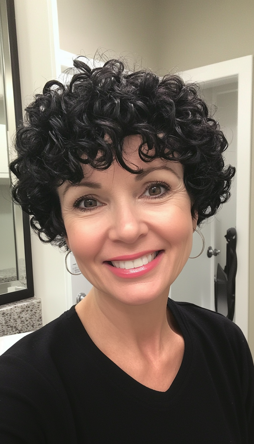19. Curly Crop in Classic Jet Black (Short Curly Hairstyles For Older Women) - Short Curly Hairstyles For Older Women