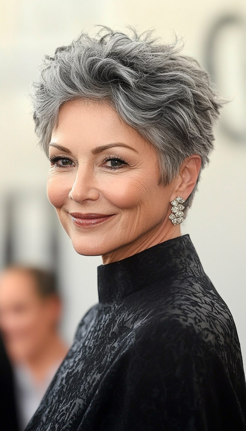 2. Textured Pixie Cut in Deep Espresso (Senior Haircuts For Older Women) - Senior Haircuts For Older Women