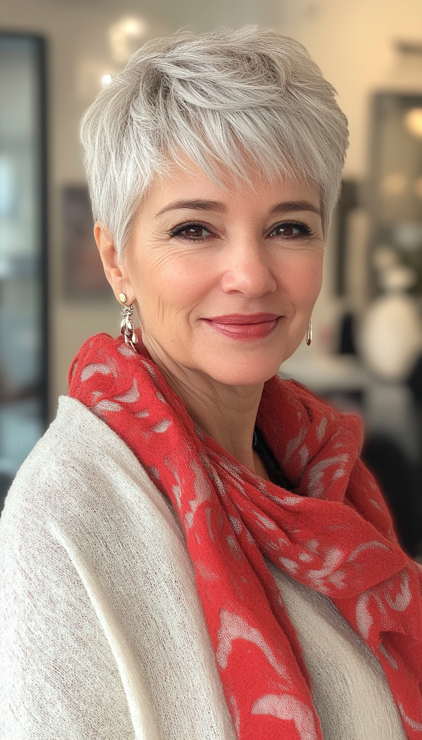 27. Short and Sassy Crop in Silvery White (Senior Haircuts For Older Women) - Senior Haircuts For Older Women