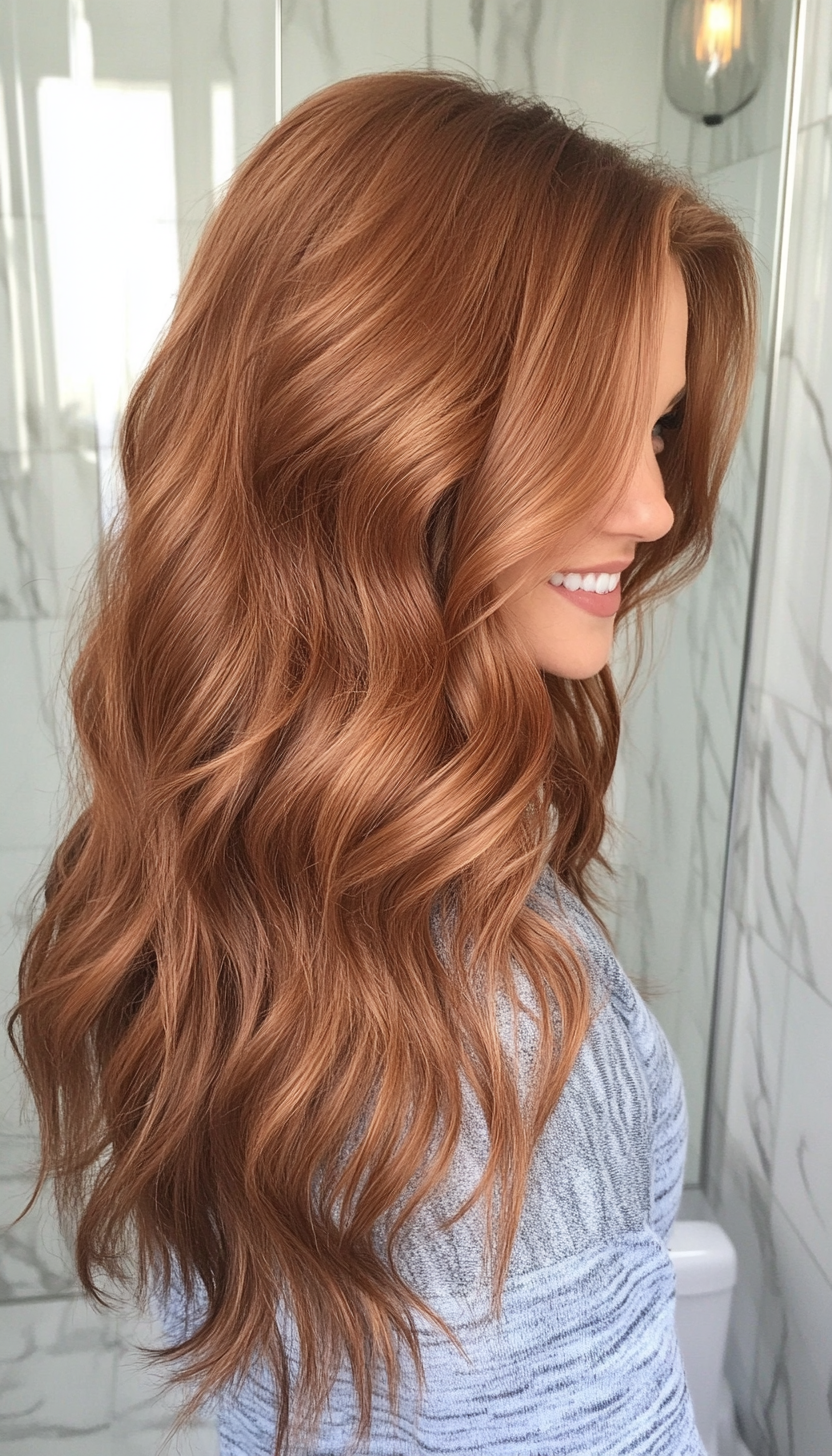 12. Romantic Waves with Long Layers in Copper Brown (Haircuts With Long Layers) - Haircuts With Long Layers