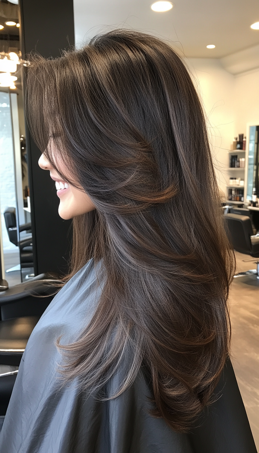 14. Long Layers with Hidden Layers in Mocha Brown (Haircuts With Long Layers) - Haircuts With Long Layers