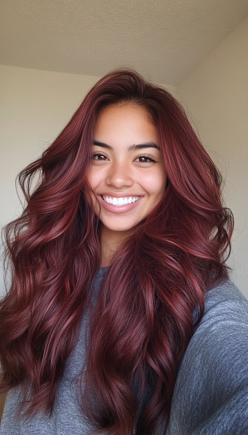 19. Layered Mermaid Waves in Deep Mahogany (Haircuts With Long Layers) - Haircuts With Long Layers
