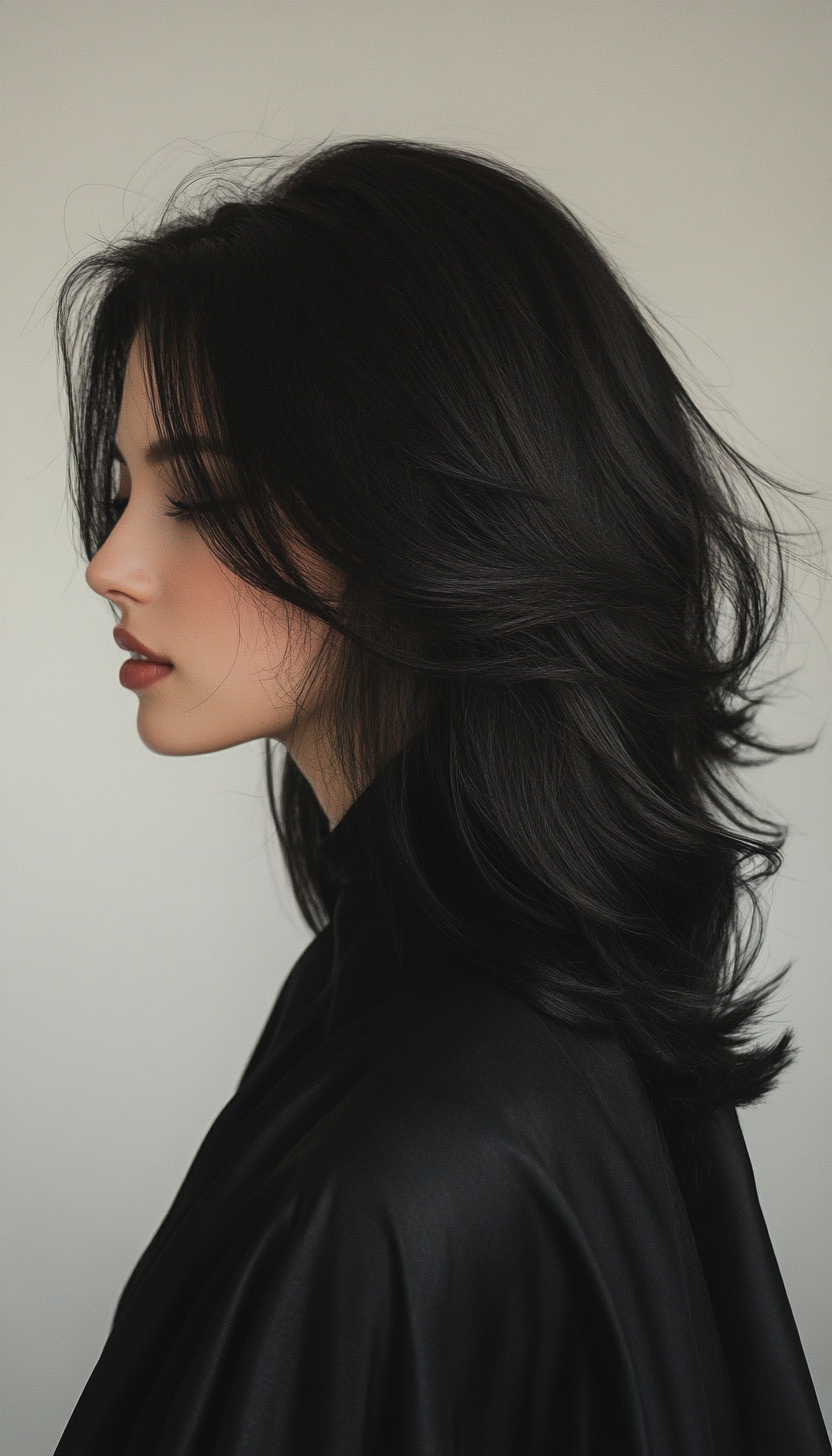 24. Barely-There Layers in Silky Black (Haircuts With Long Layers) - Haircuts With Long Layers