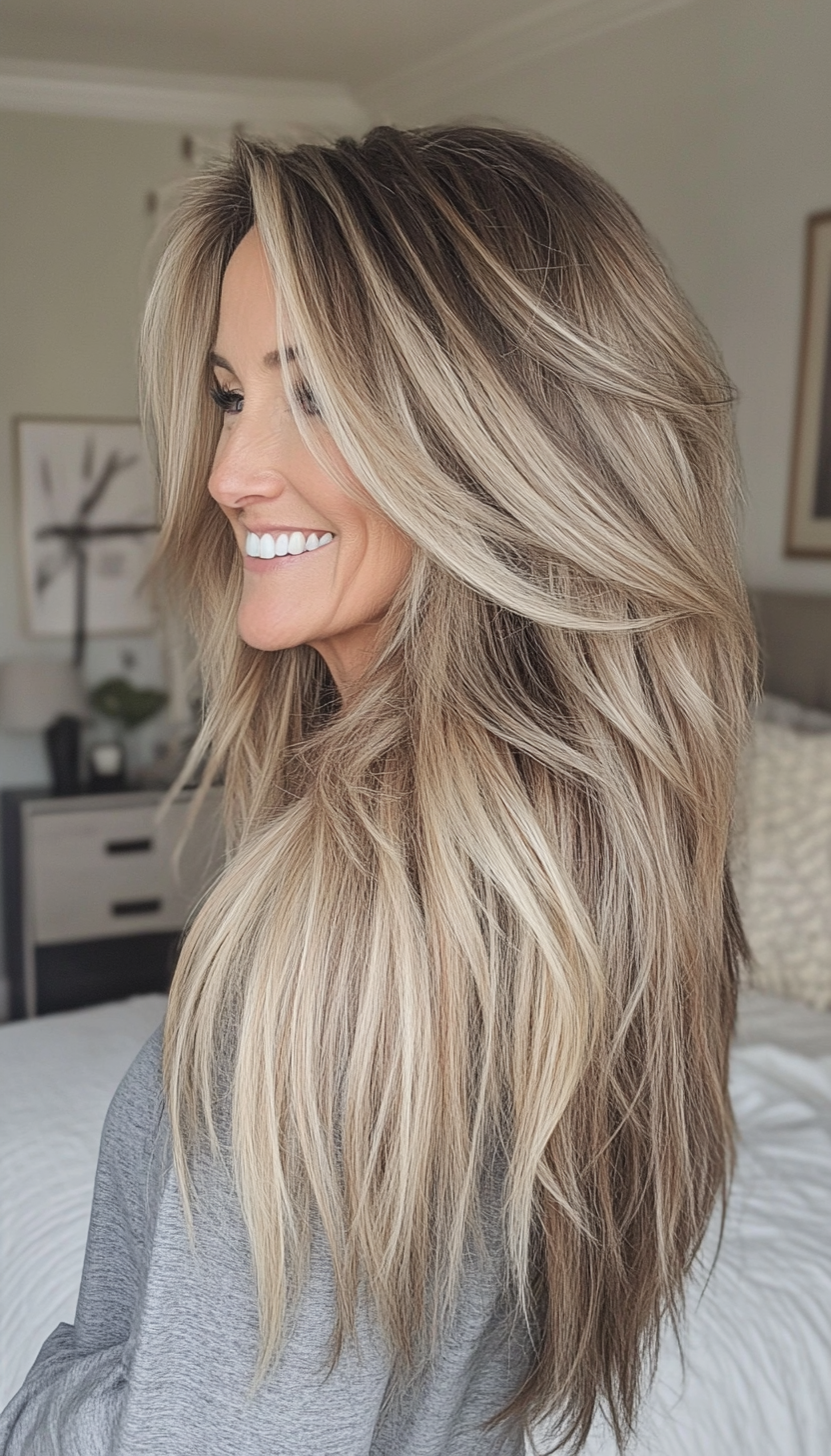 18. Boho-Inspired Layers in Dark Honey Blonde (Long Haircuts For Older Women) - Long Haircuts For Older Women