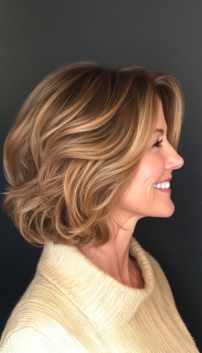 13. Soft Curl Bob with Light Brown (Haircuts For Women Over 50 With Fine Hair) - Haircuts For Women Over 50 With Fine Hair