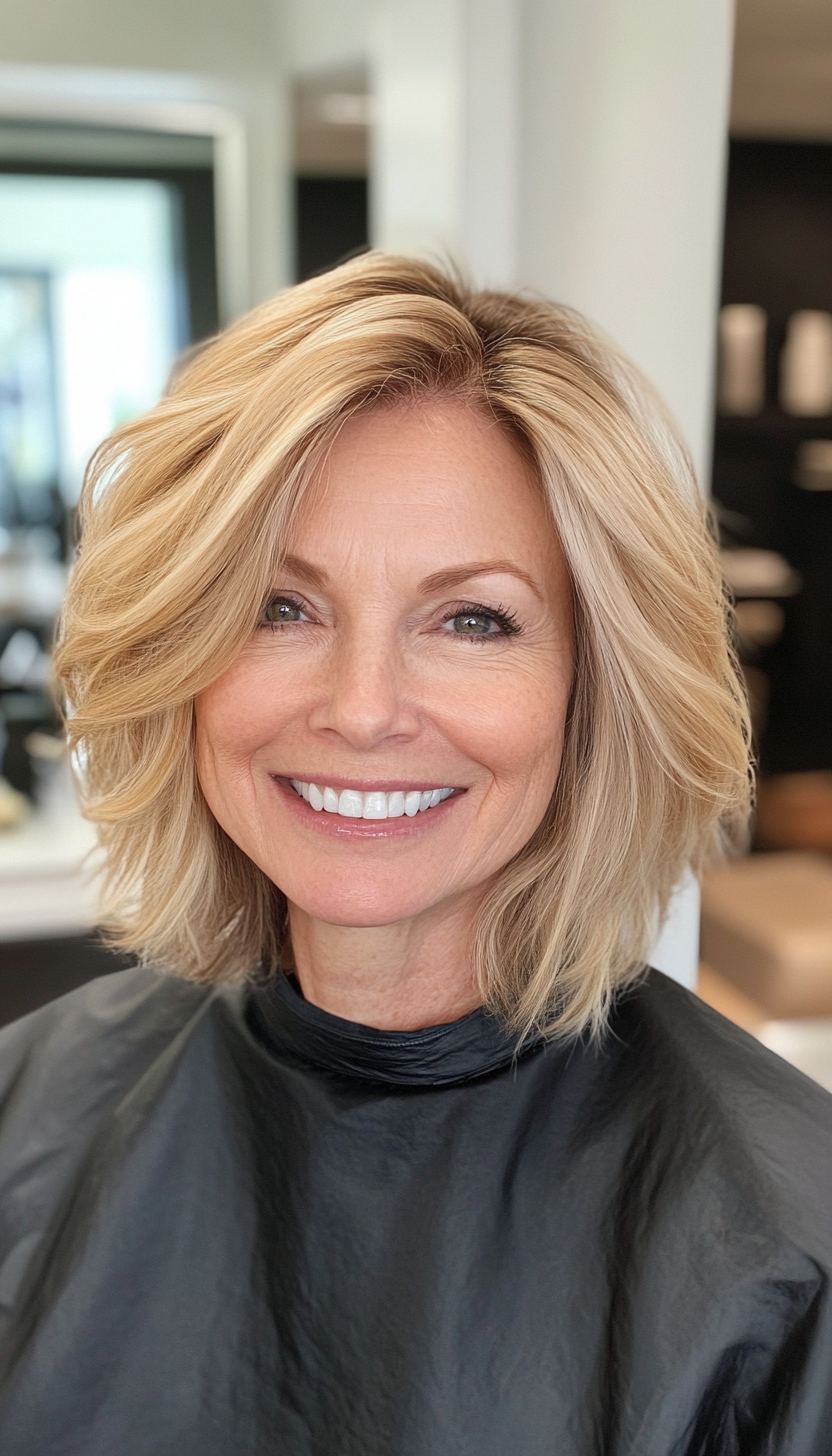 17. Wispy Bob with Golden Blonde (Haircuts For Women Over 50 With Fine Hair) - Haircuts For Women Over 50 With Fine Hair
