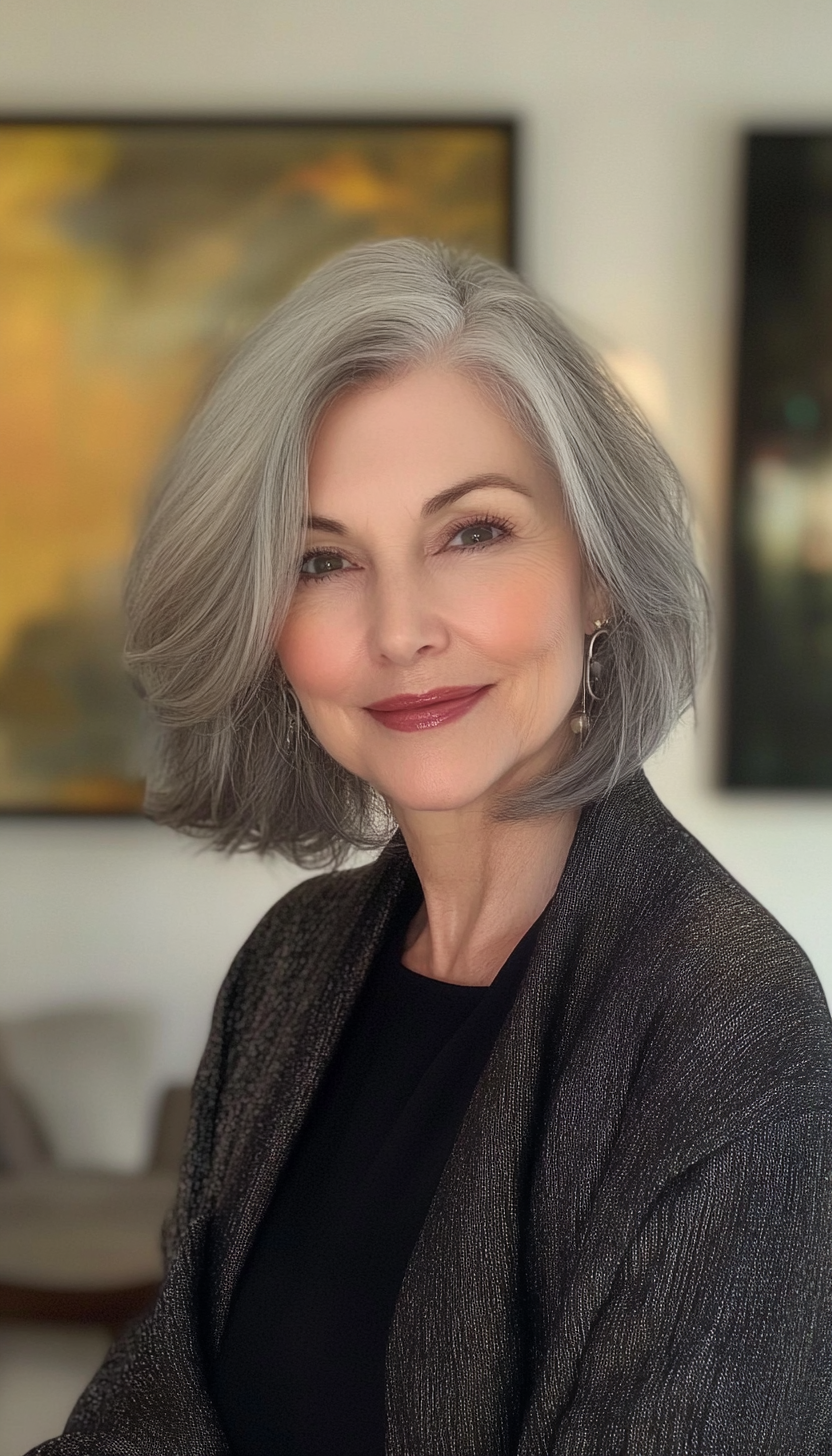 1. Soft Layered Lob in Ash Brown (Medium Length Hairstyles For Women Over 60) - Medium Length Hairstyles For Women Over 60