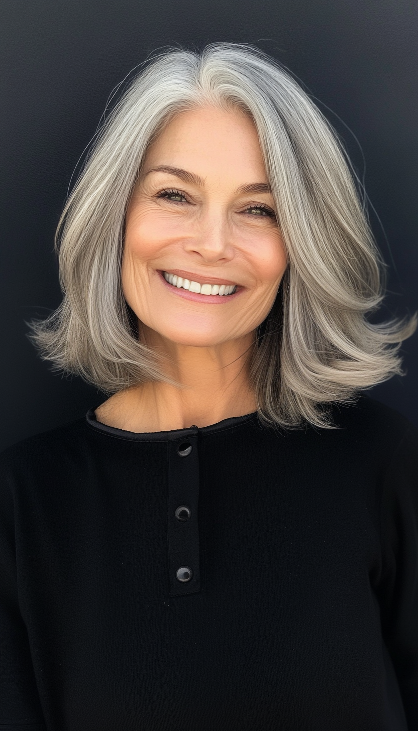 15. Wispy Bangs with Chestnut Layers (Medium Length Hairstyles For Women Over 60) - Medium Length Hairstyles For Women Over 60