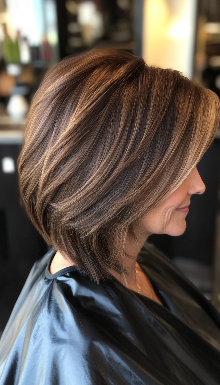 21. Mid-Length Tapered Cut in Mocha Brown (Medium Length Hairstyles For Women Over 60) - Medium Length Hairstyles For Women Over 60
