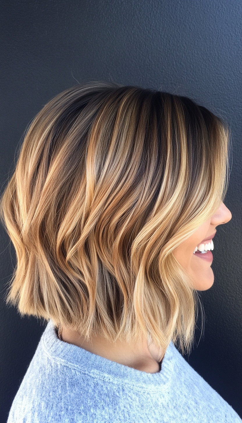 3. Textured Caramel Bob (Medium Bob Hairstyles) - Medium Bob Hairstyles