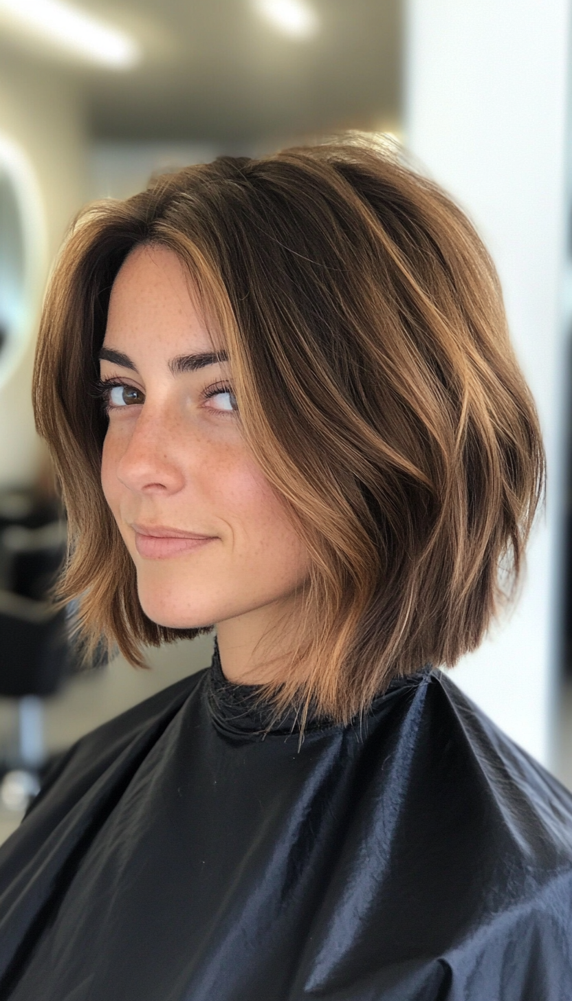 10. Wispy Medium Brown Bob (Medium Bob Hairstyles) - Medium Bob Hairstyles