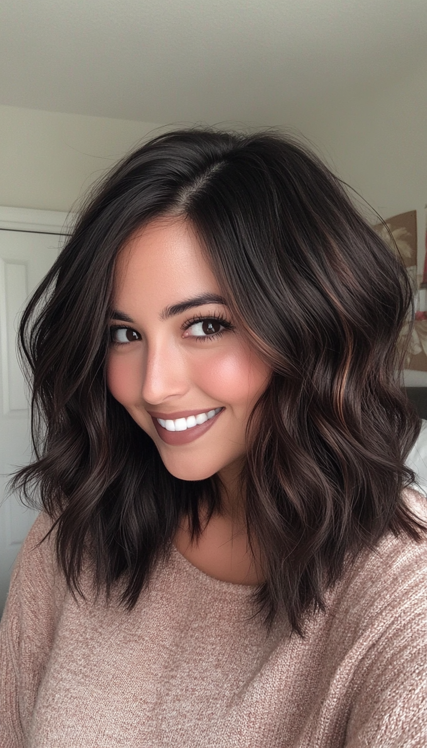 12. Tousled Dark Brown Bob (Medium Bob Hairstyles) - Medium Bob Hairstyles