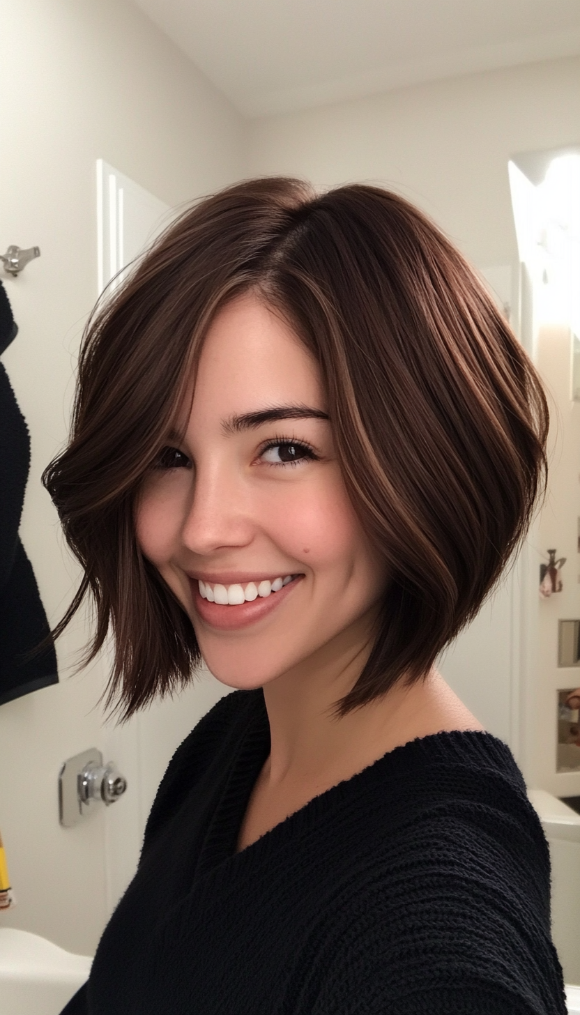 17. Side-Parted Espresso Brown Bob (Medium Bob Hairstyles) - Medium Bob Hairstyles