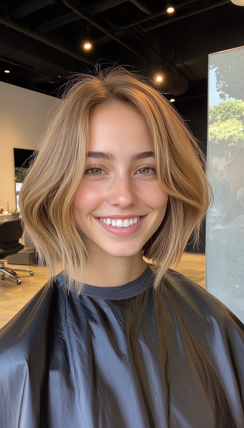 21. Rounded Light Brown Bob (Medium Bob Hairstyles) - Medium Bob Hairstyles