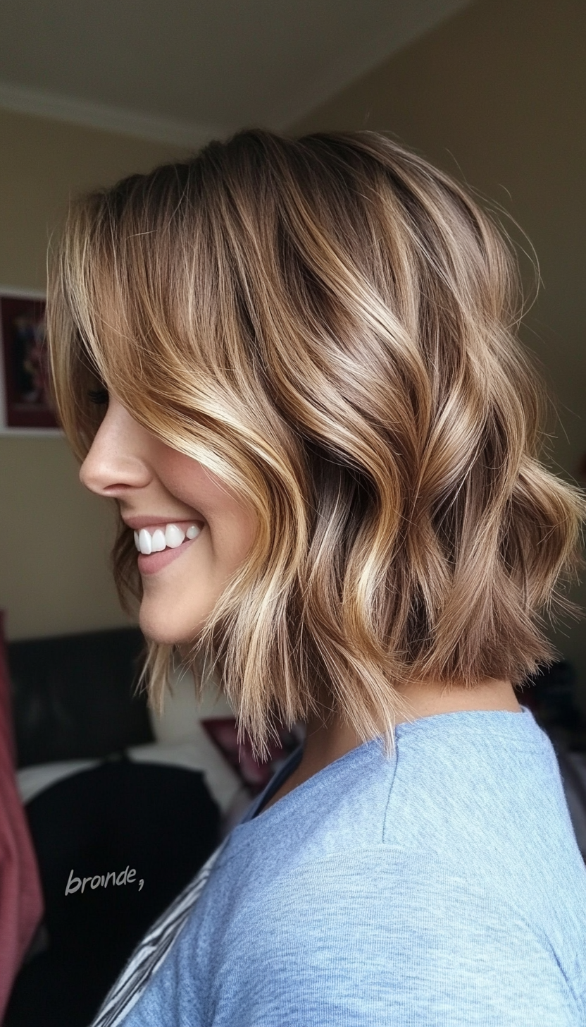 23. Layered Bronde Bob (Medium Bob Hairstyles) - Medium Bob Hairstyles