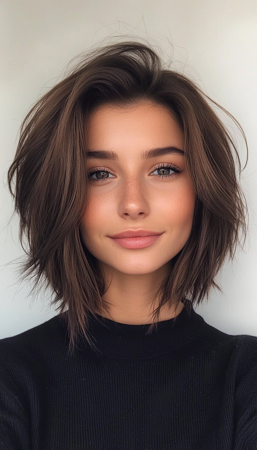 25. Soft Textured Mocha Bob (Medium Bob Hairstyles) - Medium Bob Hairstyles