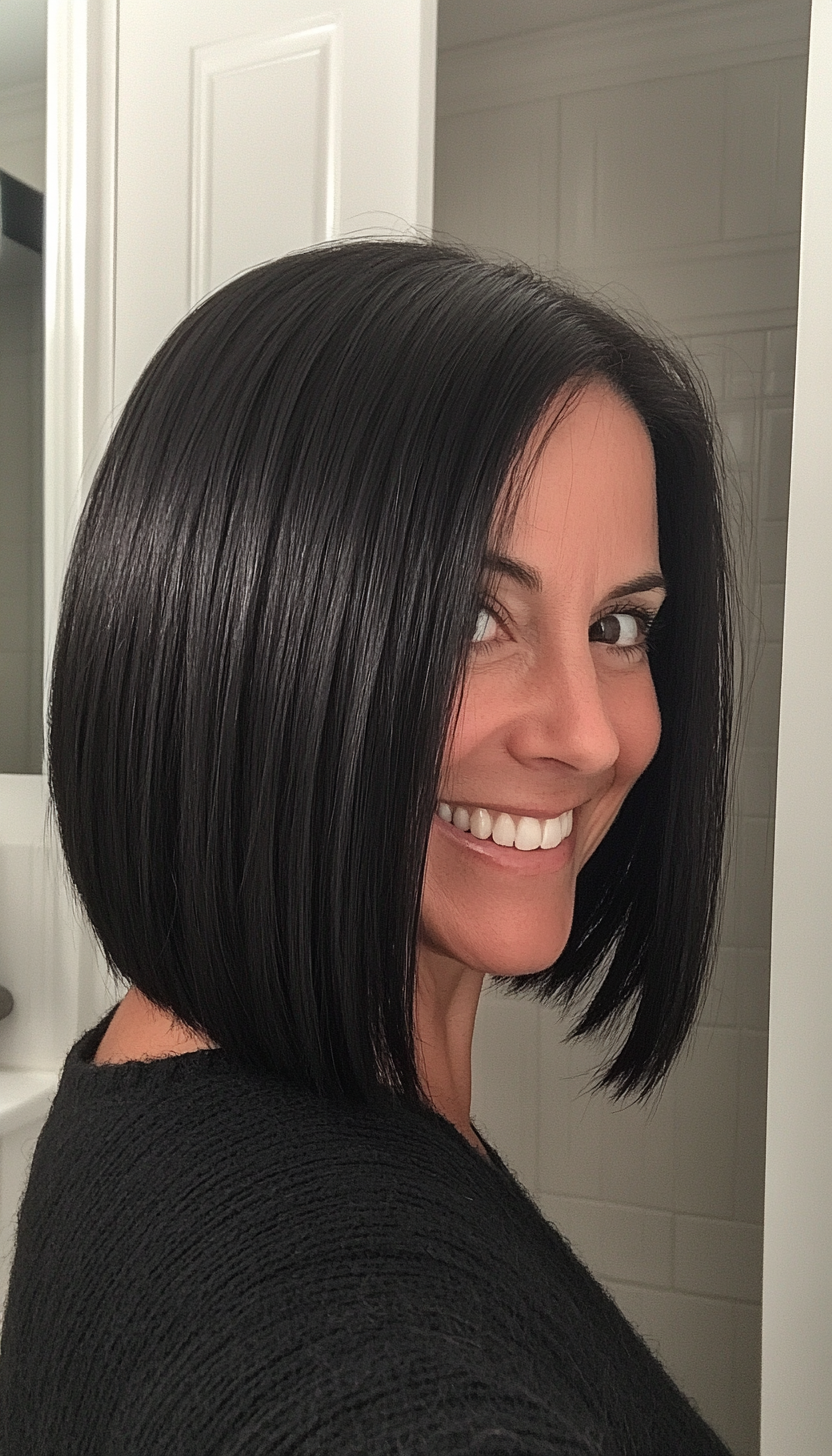 3. Classic Shoulder-Length Bob in Natural Black (Medium Length Hairstyles For Women Over 40) - Medium Length Hairstyles For Women Over 40