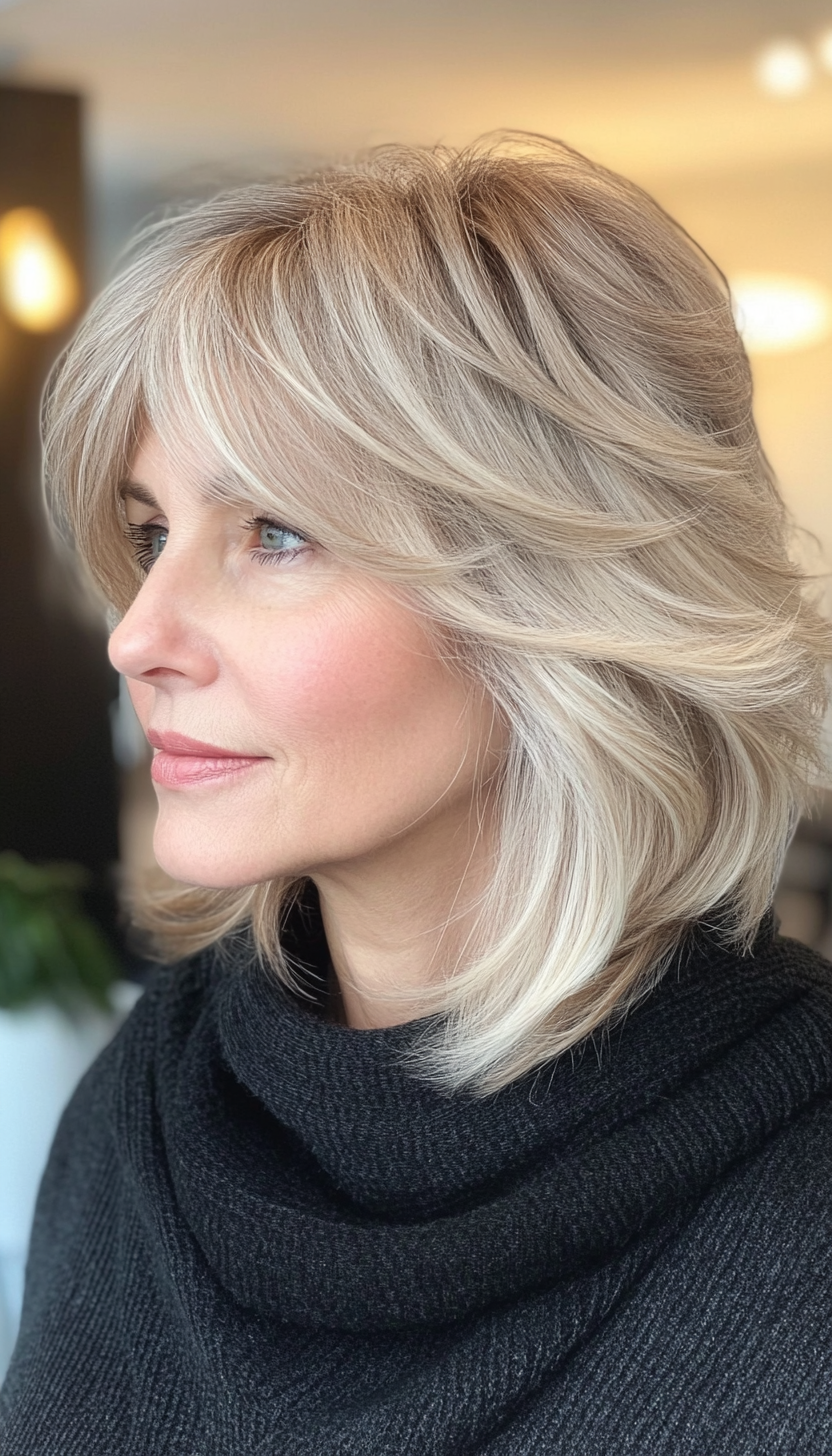 18. Light Ash Blonde Shag with Curtain Bangs (Short Shag Haircuts With Bangs For Older Women) - Short Shag Haircuts With Bangs For Older Women
