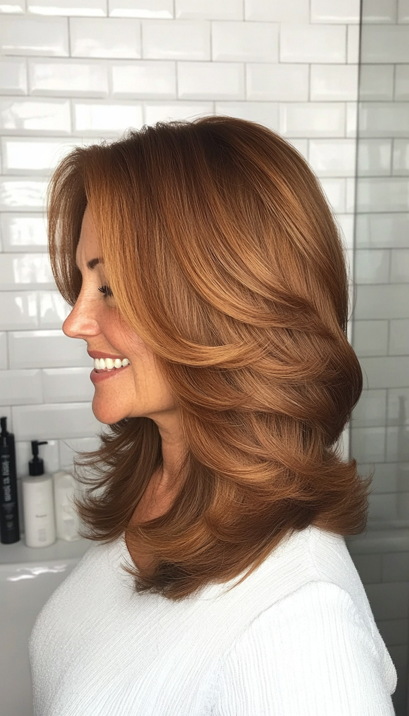 2. Soft Layered Lob with Chestnut Brown (Off The Shoulder Haircuts For Women Over 60) - Off The Shoulder Haircuts For Women Over 60