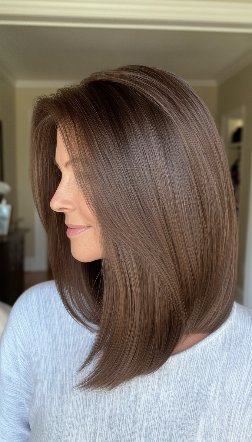 10. Shoulder-Length Cut with Warm Brunette (Off The Shoulder Haircuts For Women Over 60) - Off The Shoulder Haircuts For Women Over 60
