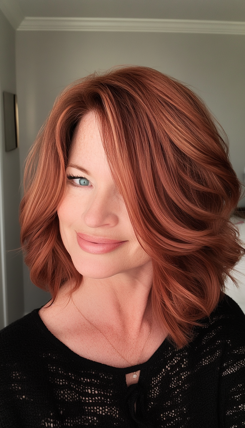 14. Flipped-Out Ends with Copper Brown (Off The Shoulder Haircuts For Women Over 60) - Off The Shoulder Haircuts For Women Over 60