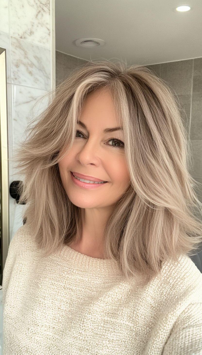 18. Shaggy Shoulder-Length Cut with Light Brown (Off The Shoulder Haircuts For Women Over 60) - Off The Shoulder Haircuts For Women Over 60