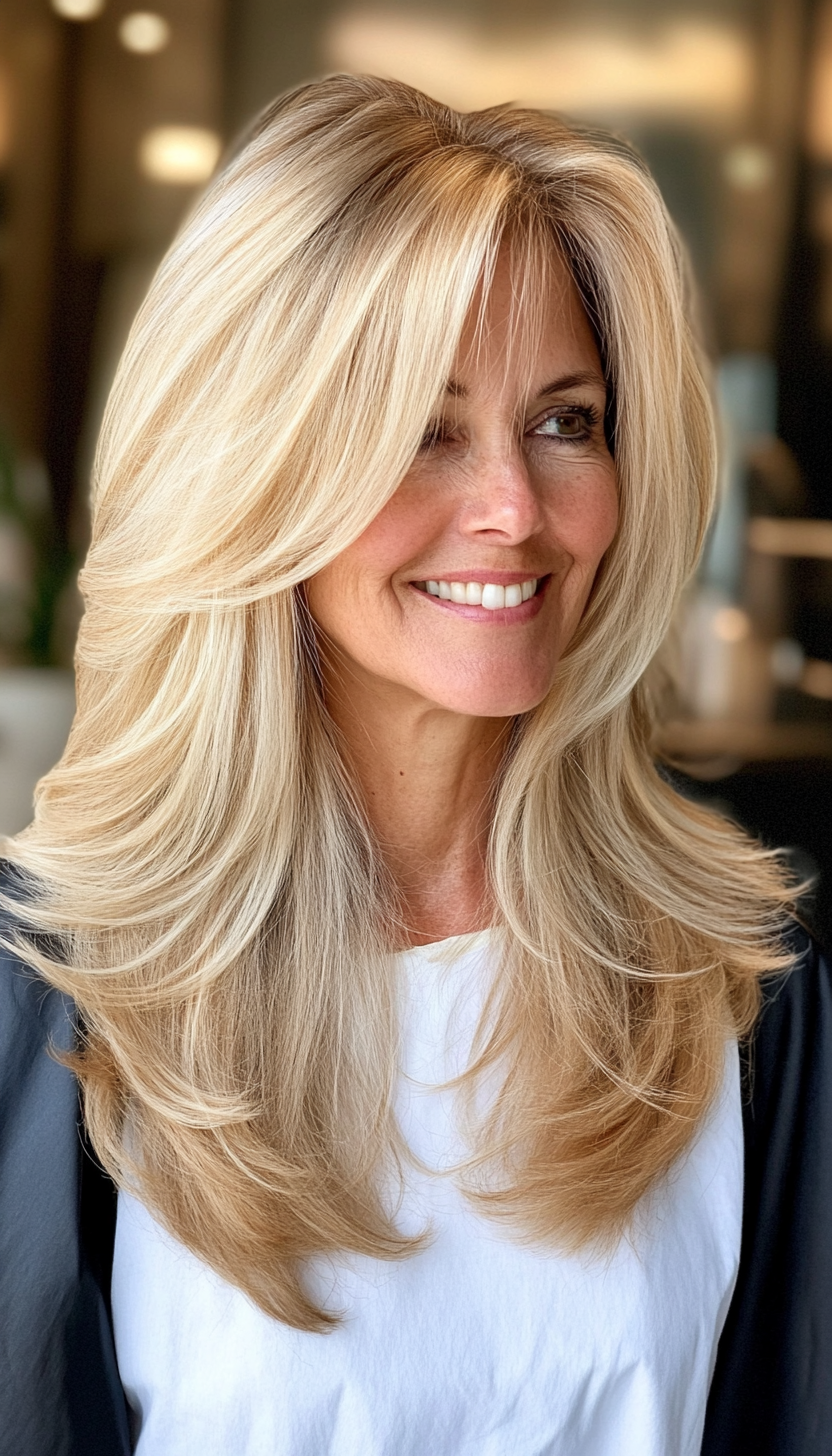 21. Wispy Layers with Golden Blonde (Off The Shoulder Haircuts For Women Over 60) - Off The Shoulder Haircuts For Women Over 60