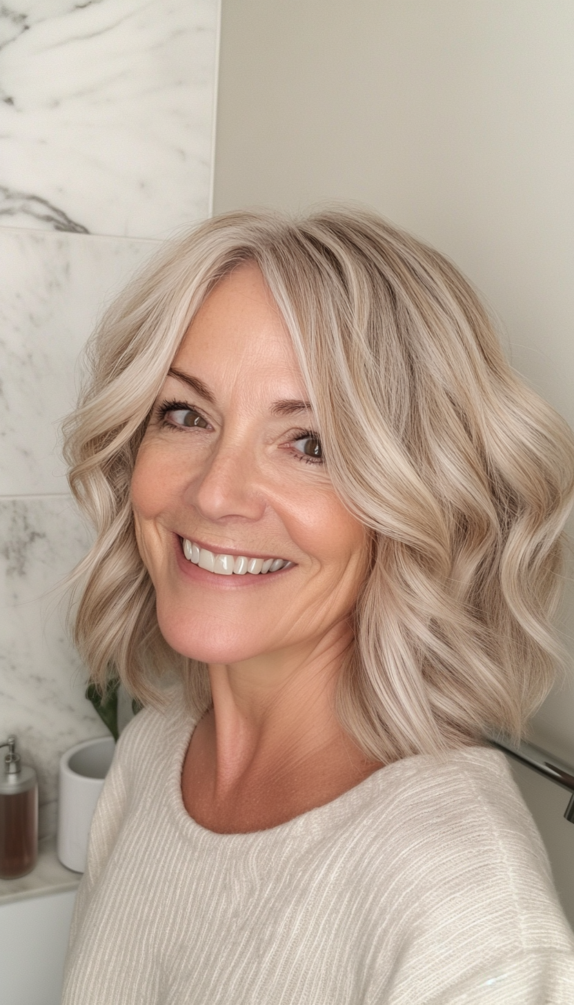 23. Soft Wave Lob with Beige Blonde (Off The Shoulder Haircuts For Women Over 60) - Off The Shoulder Haircuts For Women Over 60