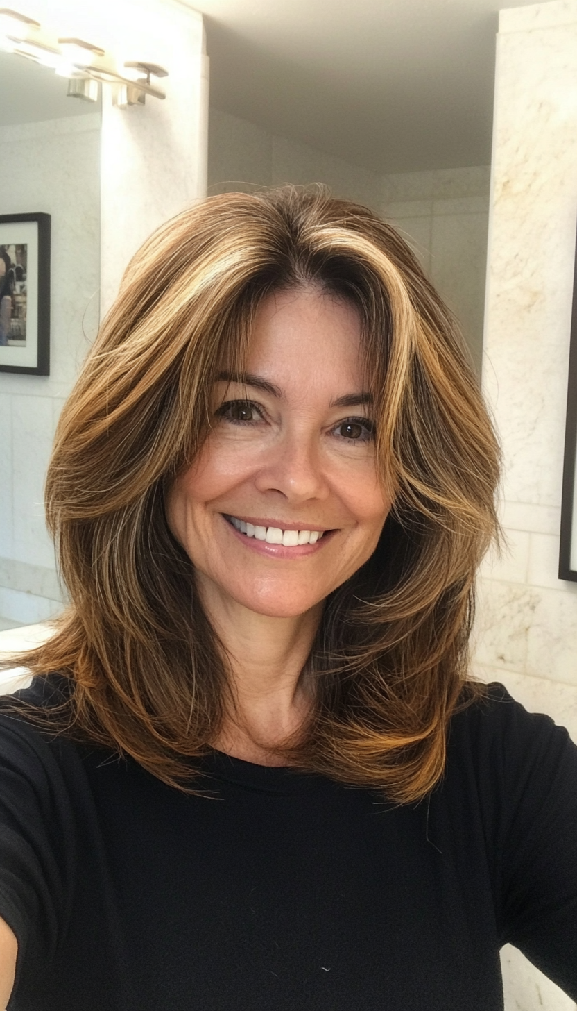 5. Shoulder-Length Blunt Cut with Chocolate Brown (Haircuts For Older Women With Thinning Hair) - Haircuts For Older Women With Thinning Hair