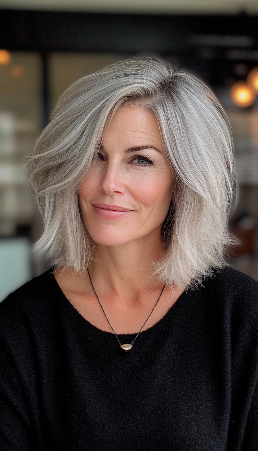 13. Short Tousled Cut with Pearl Gray (Haircuts For Older Women With Thinning Hair) - Haircuts For Older Women With Thinning Hair