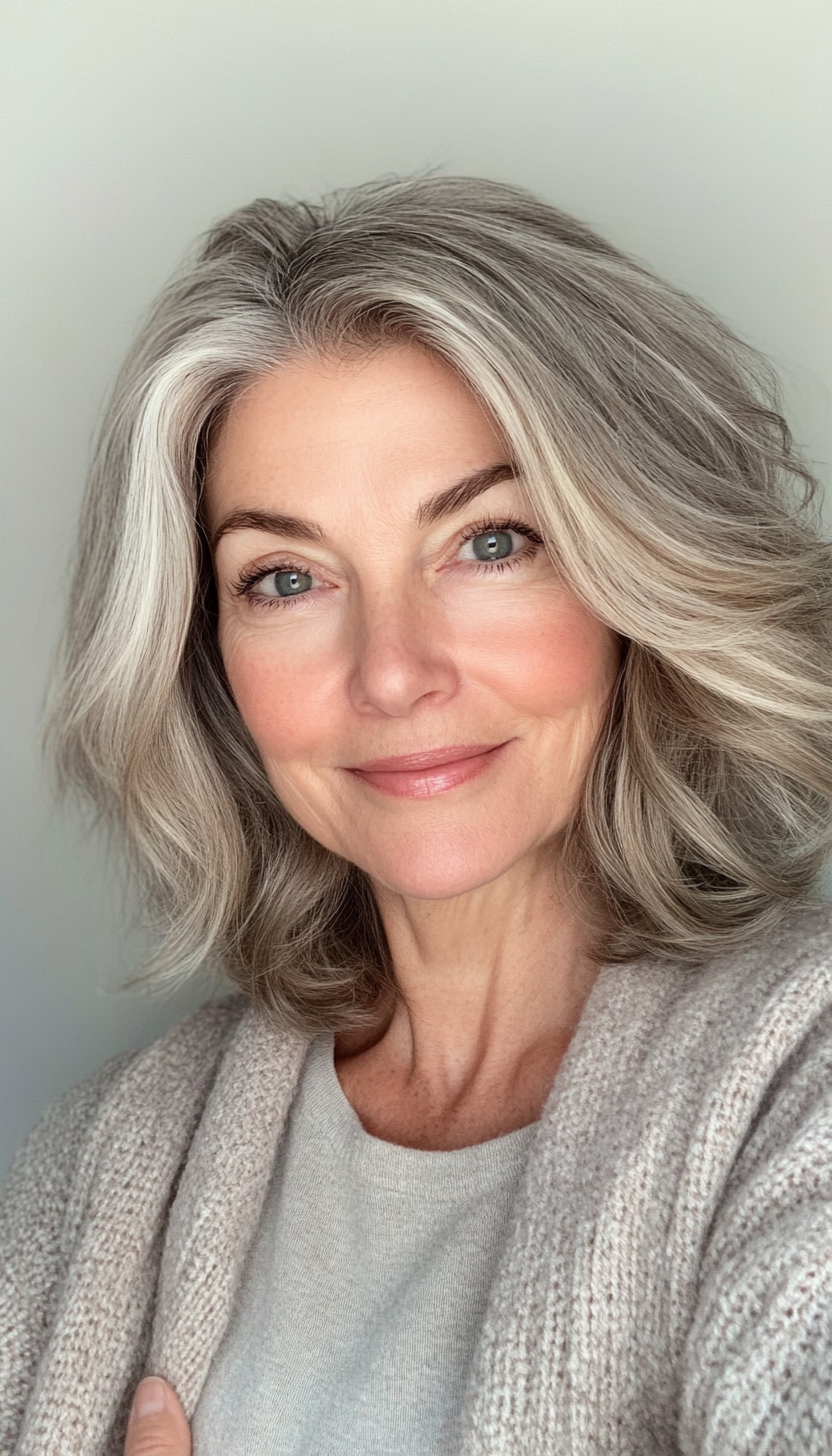 15. Layered Shag with Soft Blonde Highlights (Haircuts For Older Women With Thinning Hair) - Haircuts For Older Women With Thinning Hair