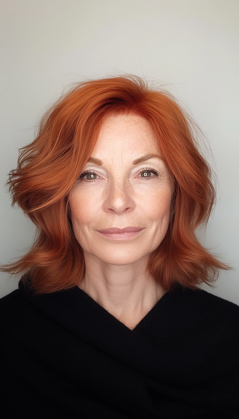 21. Choppy Bob with Subtle Red Tones (Haircuts For Older Women With Thinning Hair) - Haircuts For Older Women With Thinning Hair