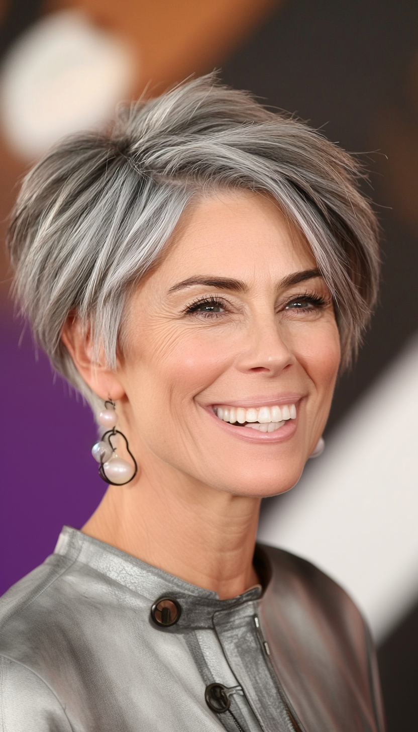24. Layered Pixie with Sandy Gray (Haircuts For Older Women With Thinning Hair) - Haircuts For Older Women With Thinning Hair