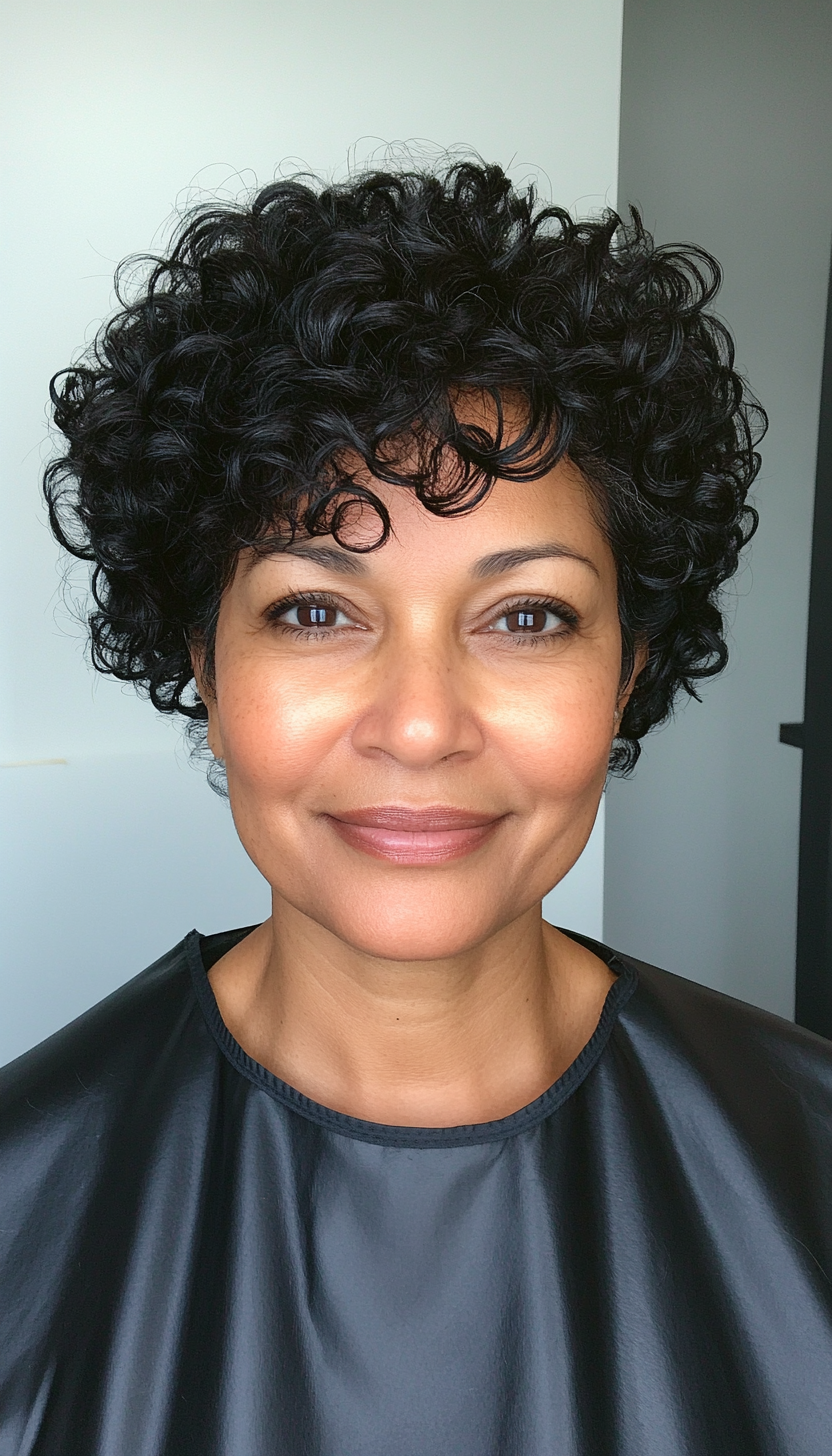 4. Tapered Curly Crop in Natural Black (Short Curly Haircuts For Women Over 50) - Short Curly Haircuts For Women Over 50