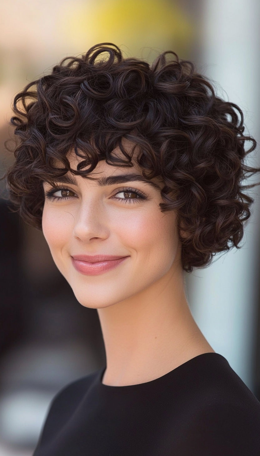 17. Defined Spiral Pixie in Espresso Brown (Short Curly Hairstyles For Women) - Short Curly Hairstyles For Women