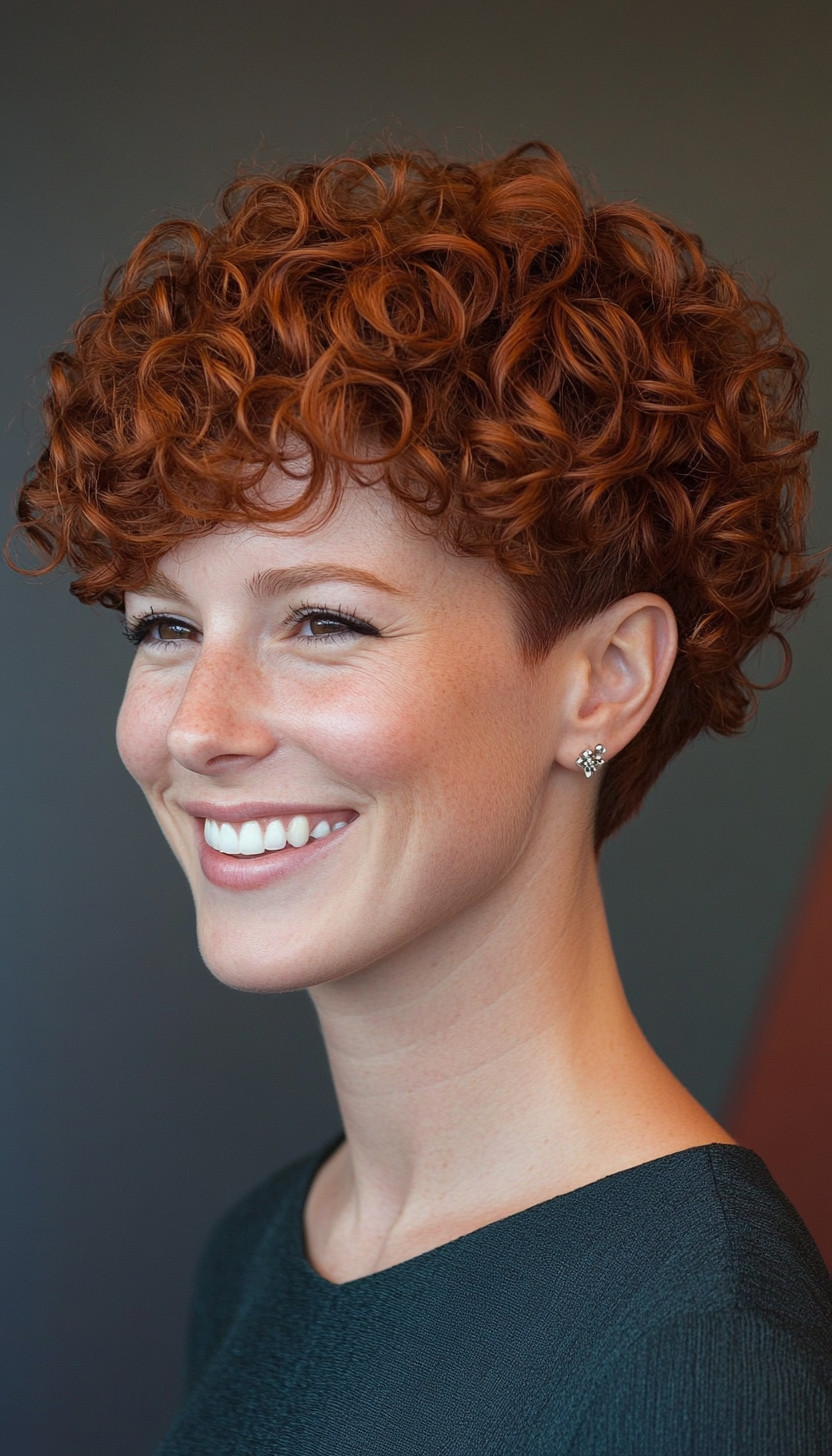 22. Ear-Length Curly Cut in Deep Auburn (Short Curly Hairstyles For Women) - Short Curly Hairstyles For Women