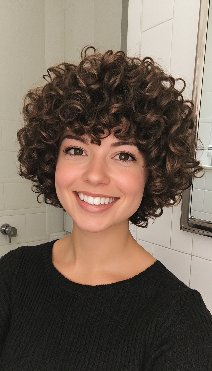 25. Curly Top with Tapered Sides in Natural Brown (Short Curly Hairstyles For Women) - Short Curly Hairstyles For Women