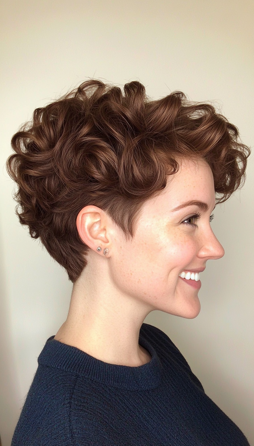 26. Short Tousled Curls in Warm Mahogany (Short Curly Hairstyles For Women) - Short Curly Hairstyles For Women