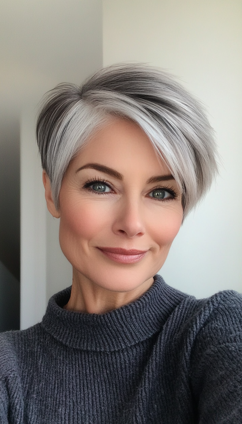 3. Classic Tapered Salt and Pepper Pixie (Short Pixie Haircuts For Older Women) - Short Pixie Haircuts For Older Women