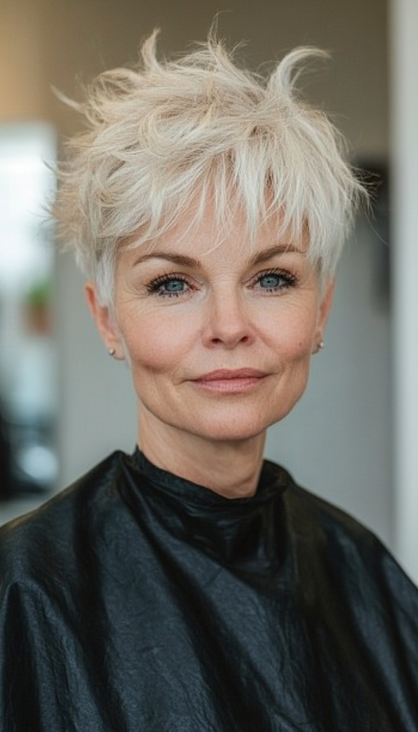 13. Golden Blonde Messy Pixie (Short Pixie Haircuts For Older Women) - Short Pixie Haircuts For Older Women