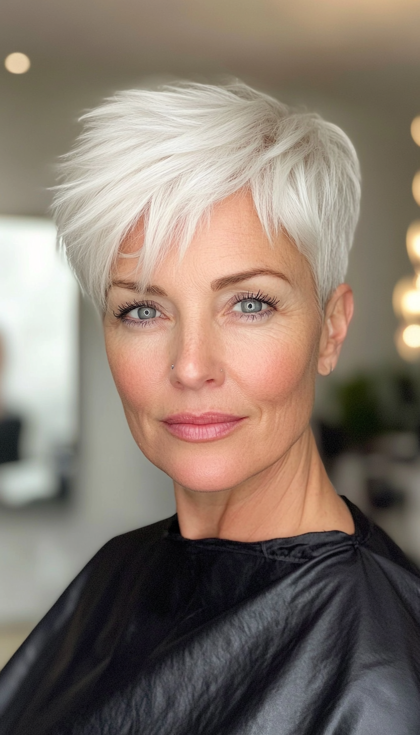 24. Platinum Blonde Tapered Pixie (Short Pixie Haircuts For Older Women) - Short Pixie Haircuts For Older Women