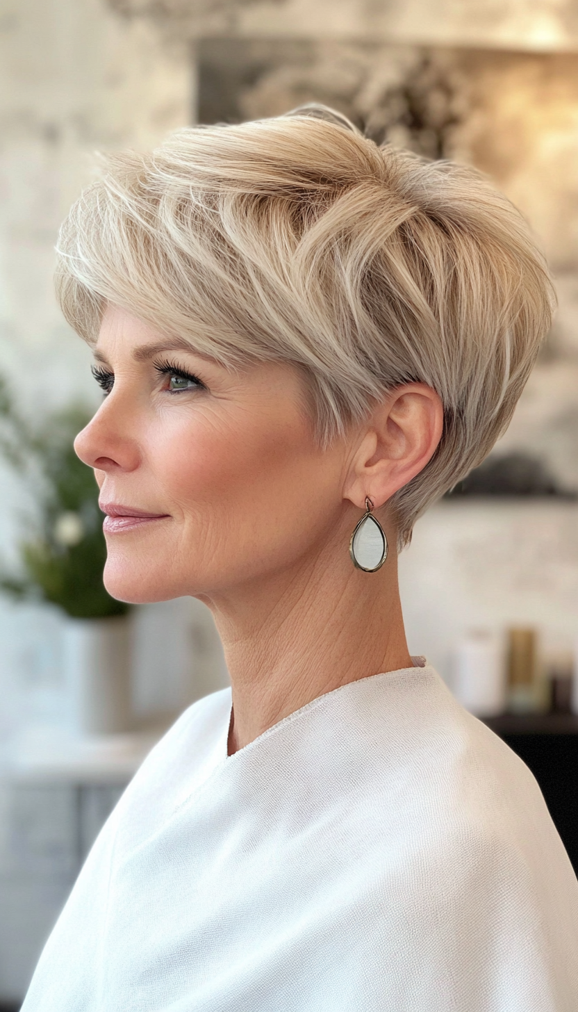 26. Short Beige Blonde Pixie with Texture (Short Pixie Haircuts For Older Women) - Short Pixie Haircuts For Older Women