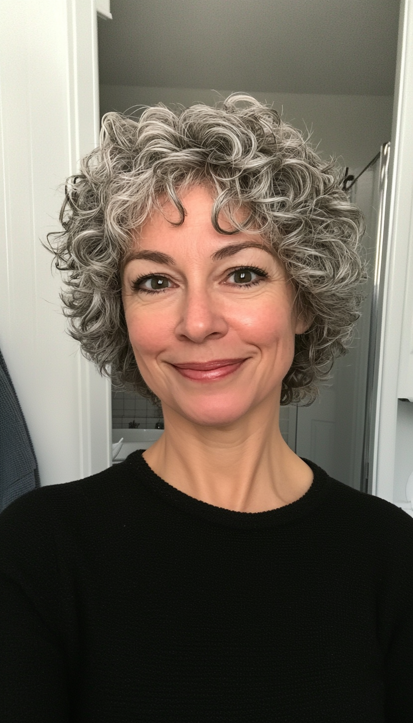 3. Tapered Crop with Ash Gray Tones (Short Curly Haircuts For Older Women) - Short Curly Haircuts For Older Women