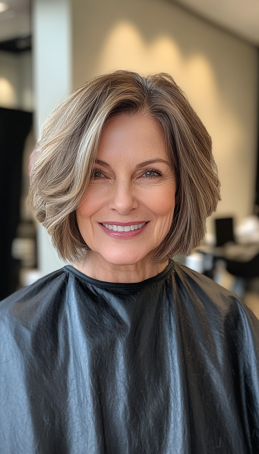 25. Rounded Bob with Dark Toffee Tint (Shoulder Length Hairstyles For Women Over 60) - Shoulder Length Hairstyles For Women Over 60