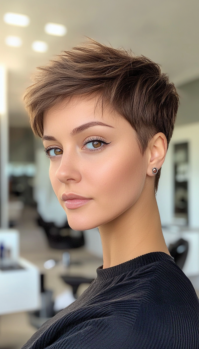 1. Ash Brown Textured Pixie (Very Short Pixie Haircuts) - Very Short Pixie Haircuts