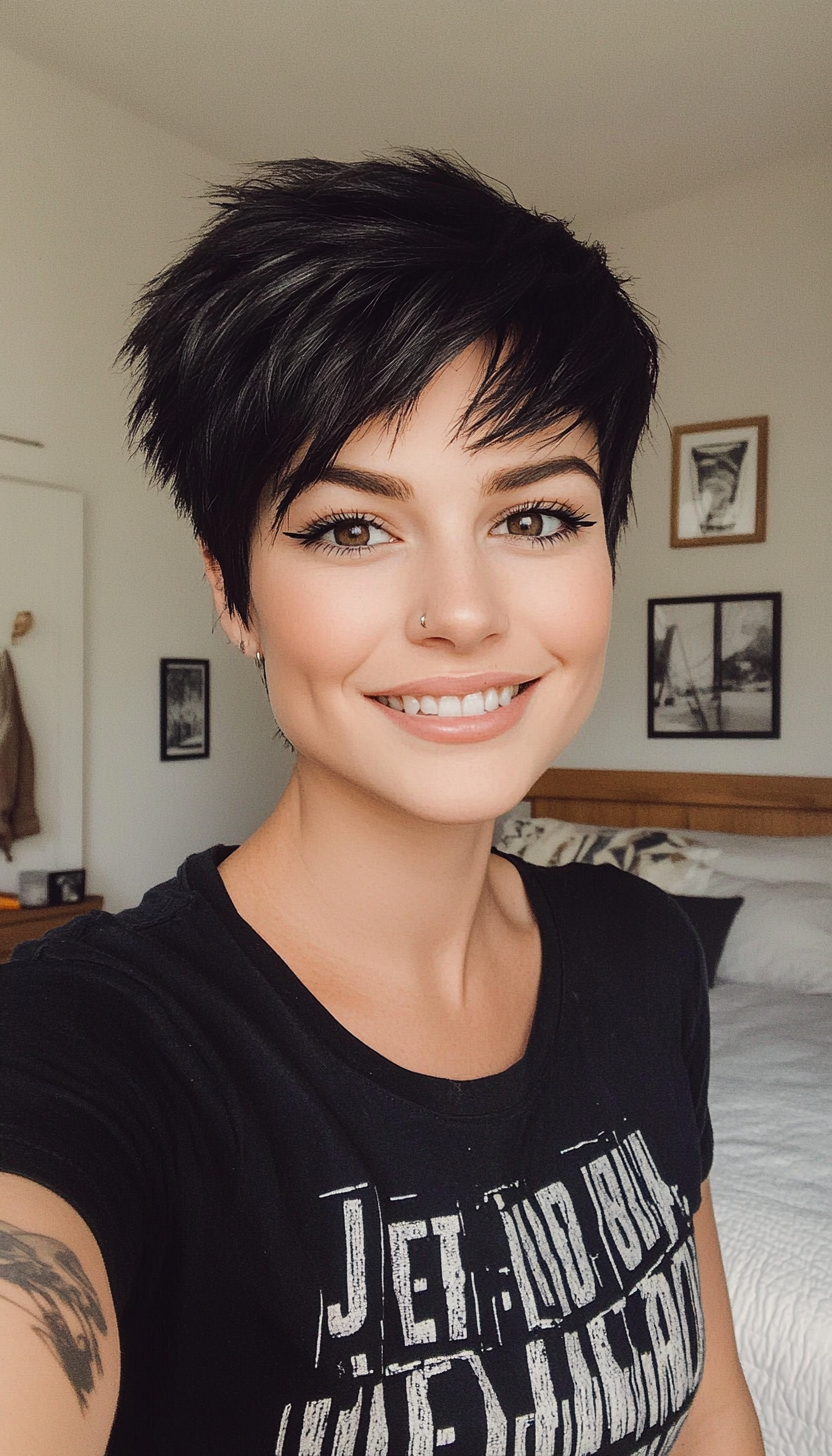 2. Jet Black Choppy Crop (Very Short Pixie Haircuts) - Very Short Pixie Haircuts