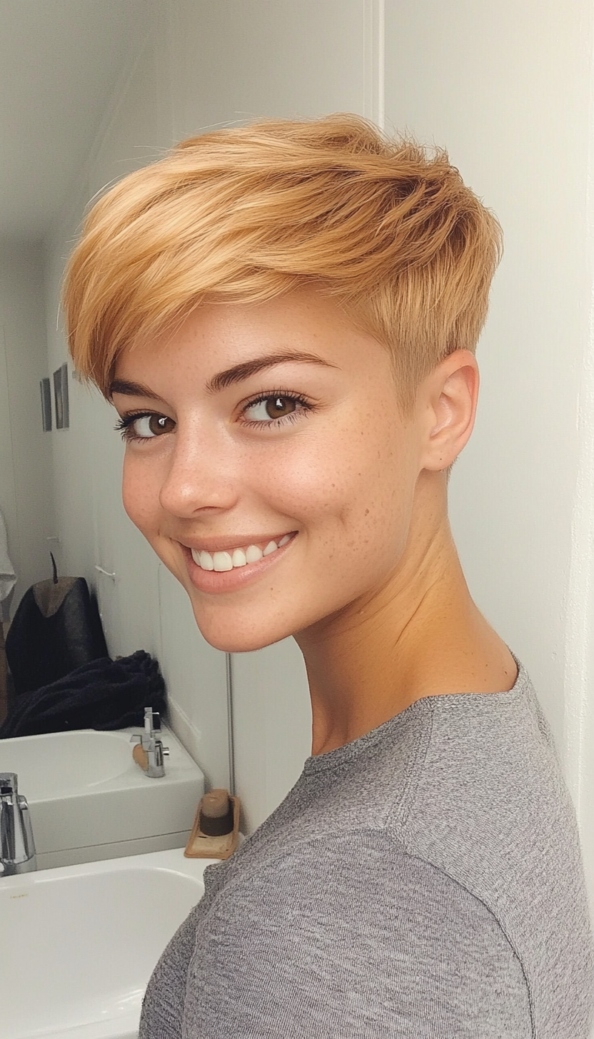 9. Honey Blonde Tapered Fringe Pixie (Very Short Pixie Haircuts) - Very Short Pixie Haircuts