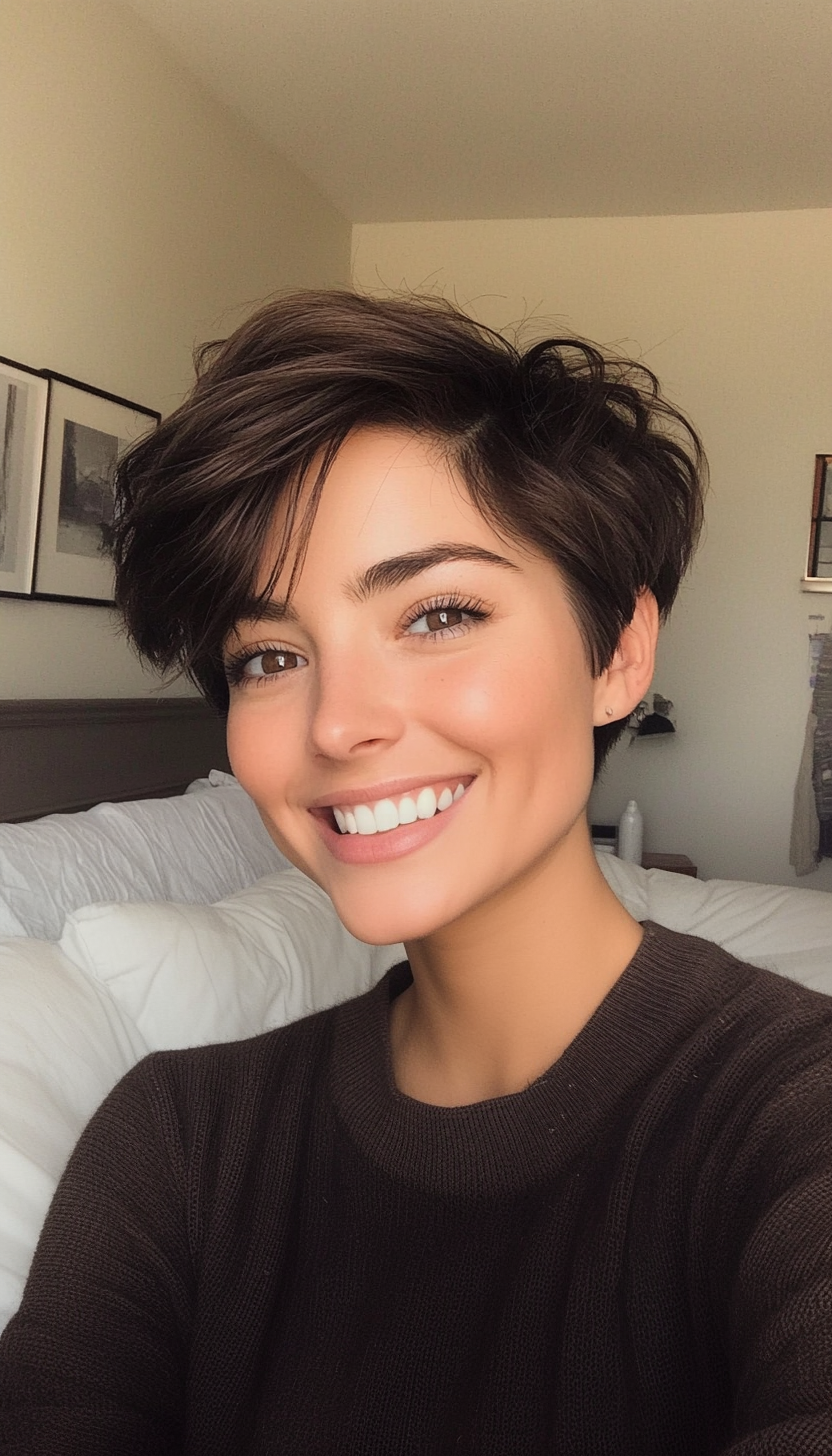 18. Dark Brown Close-Cut Pixie (Very Short Pixie Haircuts) - Very Short Pixie Haircuts