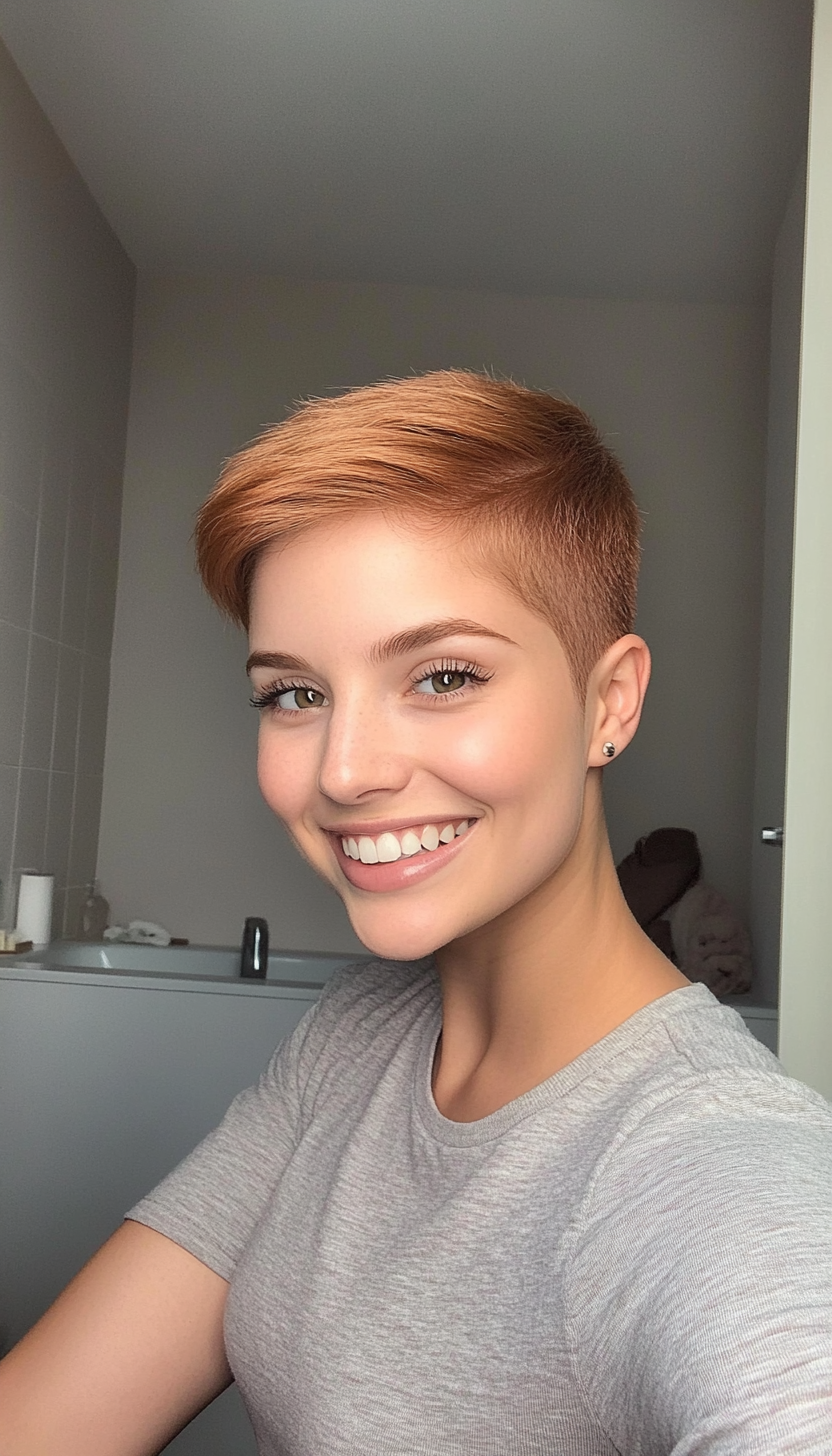 23. Light Auburn Feminine Buzz Pixie (Very Short Pixie Haircuts) - Very Short Pixie Haircuts