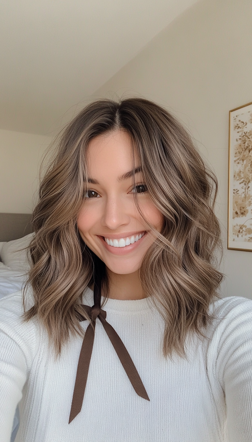 10. Soft Wave Cut with Ash Brown Ribbons (Haircuts With Face Framing Layers) - Haircuts With Face Framing Layers